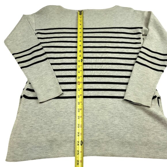 Athleta Womens XS Sweater Boatneck Striped Over Sized Black Gray High Low 591485 - Picture 8 of 9